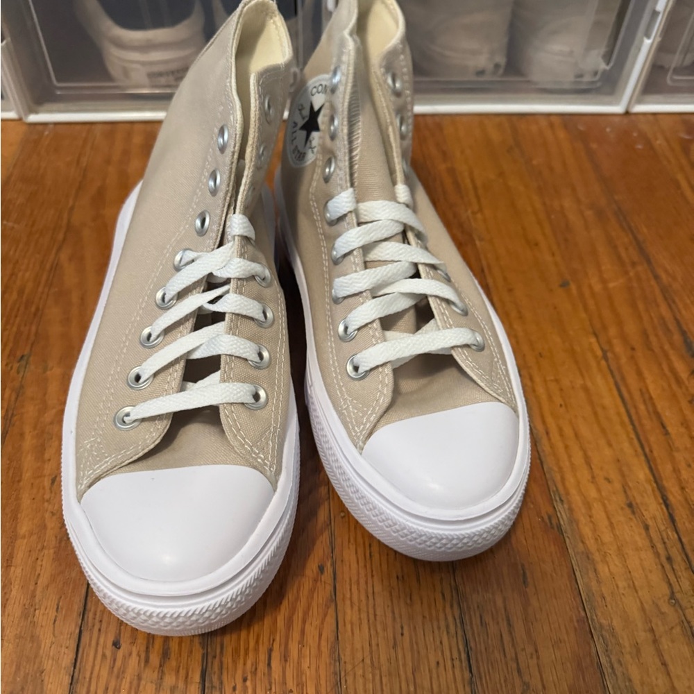 Converse Move Platform High Top Sneakers Beige and White - Picture 3 of 4